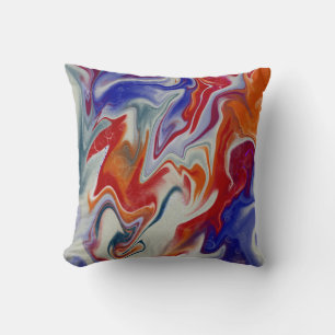 Trendy Oranje blauw marmerontwerp Kussen
