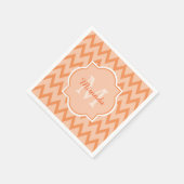 Trendy Oranje Chevron Zigzag Name en Monogram Servetten (Hoek)