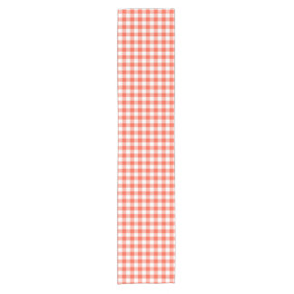 Trendy Oranje en White Gingham Check Pattern Korte Tafelloper