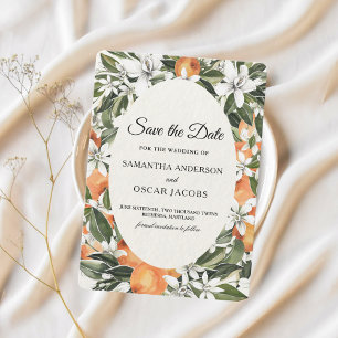 Trendy Oranje Flowers & Leaf Beauty Lijst Save The Date