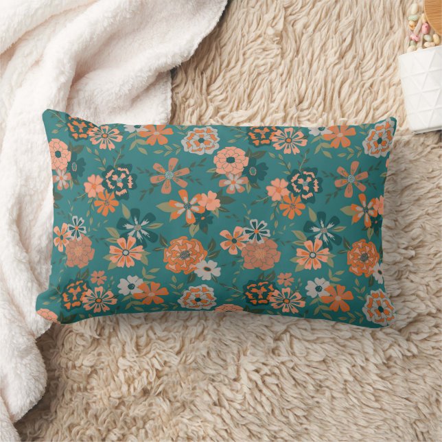 Trendy Oranje Pattern Flowers Kussen (Deken)