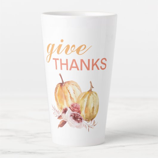 Trendy Oranje & Red Geef Bedankt & pompoen Latte Mok (Voorkant)