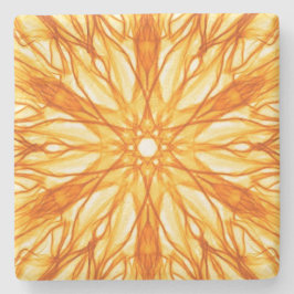Trendy Oranje, Yellow Fractal Stenen Onderzetter