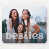 Trendy Overlay Bestie Typografie Foto Muismat (Voorkant)