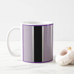 Trendy paars en zwart gestreept met zilveren accen koffiemok