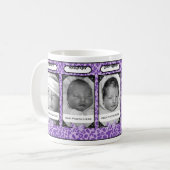 Trendy Paars Leopard Baby Foto en naam Koffiemok (Voorkant links)