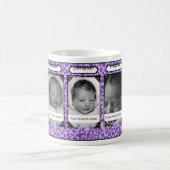 Trendy Paars Leopard Baby Foto en naam Koffiemok (Center)