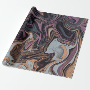 Trendy Paarse aqua marbling design Cadeaupapier