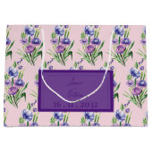 Trendy Paarse Blauw Bloempatroon Huwelijksgunst Groot Cadeauzakje (Voorkant)