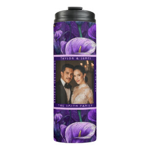 Trendy Paarse Calla Lelies Fantasie Elegante Trouw Thermosbeker