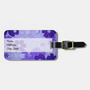 Trendy Paarse Floral Bagagelabel