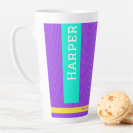 Trendy Paarse gepersonaliseerde naam Latte Mok