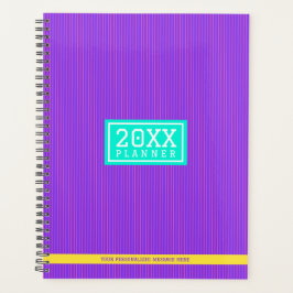 Trendy Paarse gepersonaliseerde naam & Monogram Pl Planner