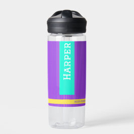 Trendy Paarse gepersonaliseerde naam Waterfles