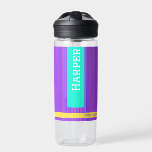 Trendy Paarse gepersonaliseerde naam Waterfles