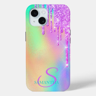 Trendy Paarse Glitterdruppels Regenboog Holografis