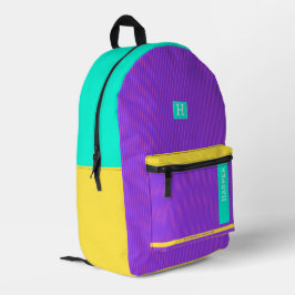 Trendy Paarse Groene en Gele Gepersonaliseerde Naa Bedrukte Rugzak