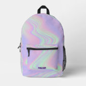 Trendy Paarse Hologram Abstracte Opal Custom Name Bedrukte Rugzak (Voorkant)