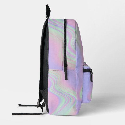 Trendy Paarse Hologram Abstracte Opal Custom Name Bedrukte Rugzak (Links)