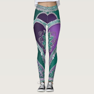 Trendy Paarse Lingerie Bloemen Groene Lace Legging