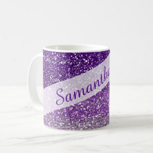 Trendy Paarse Ombre Glitter Name Personalized Koffiemok