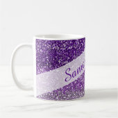 Trendy Paarse Ombre Glitter Name Personalized Koffiemok (Links)