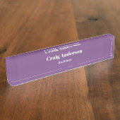 Trendy Paarse Professional Plain Modern Elegant Naambordje (Zijkant)