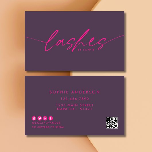 Trendy Paarse Roze Wimper Extensions Wimpers Visitekaartje