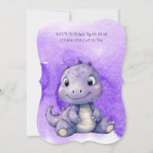 Trendy Paarse Schattigee Dinosaurus Meisje Baby sh Kaart (Achterkant)