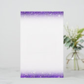 Trendy Paarse Sparking Glitter Glitz Briefpapier (Staand voorkant)