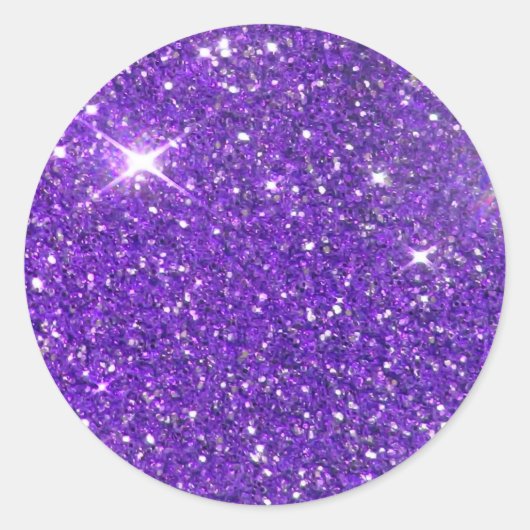 Trendy Paarse Sparking Glitter Glitz Ronde Sticker (Voorkant)