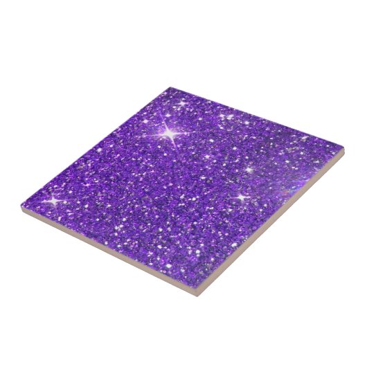 Trendy Paarse Sparking Glitter Glitz Tegeltje (Zijkant)