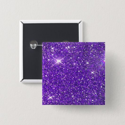 Trendy Paarse Sparking Glitter Glitz Vierkante Button 5,1 Cm (Voorkant /achterkant)