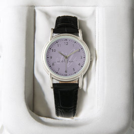 Trendy Paarse Stijlvolle Monogram Initiaal en Naam Horloge