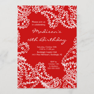 Trendy Paisley Sweet Sixteen Birthday Invitation Kaart