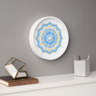 Trendy Pale Blue and Yellow Abstract Mandala