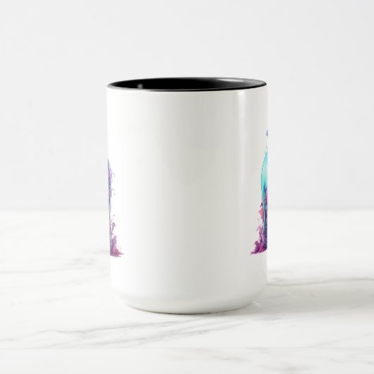 Trendy pastel blauw en pastel roze Halloween Party Mok (Midden)