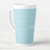 Trendy Pastel Blue Gold Confetti Stippen Latte Mok (Linkerhoek)