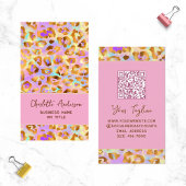 Trendy Pastel Modern Gold Leopard Print QR Code Visitekaartje