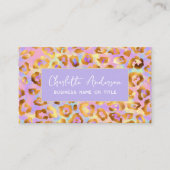 Trendy Pastel Modern Gold Leopard Print QR Code Visitekaartje (Voorkant)