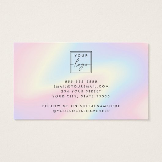 Trendy pastel rainbow logo stud earring display (Dos)