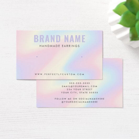 Trendy pastel rainbow logo stud earring display (Bureau)