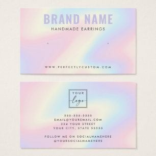 Trendy pastel regenboog logo stud oorbeldisplay visitekaartje