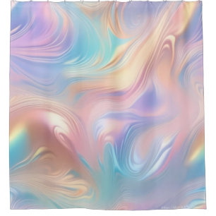 Trendy pastel roze blauw geel abstracte golven douchegordijn