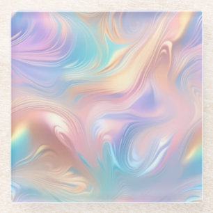 Trendy pastel Roze Blauw geel abstracte golven Glazen Onderzetter