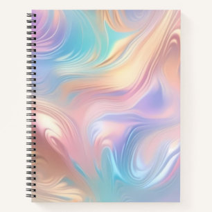 Trendy pastel Roze Blauw geel abstracte golven Notitieboek