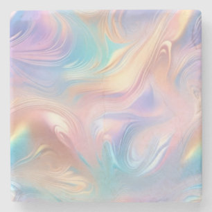 Trendy pastel Roze Blauw geel abstracte golven Stenen Onderzetter