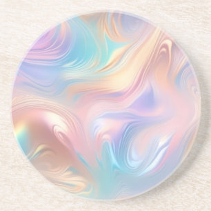 Trendy pastel Roze Blauw geel abstracte golven Zandsteen Onderzetter