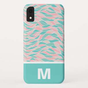 Trendy Pastel Waterverf verlaat patroonmonogram iPhone XR Hoesje
