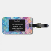 trendy pastelzeemeermineschaal bagagelabel (Achterkant horizontaal)